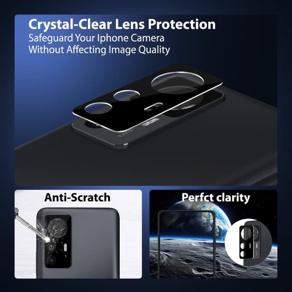 2-Pack Xiaomi 12T Skærmbeskyttelse & 2-Pack linsebeskyttelse - Hærdet Glas 9H - Super kvalitet 3D