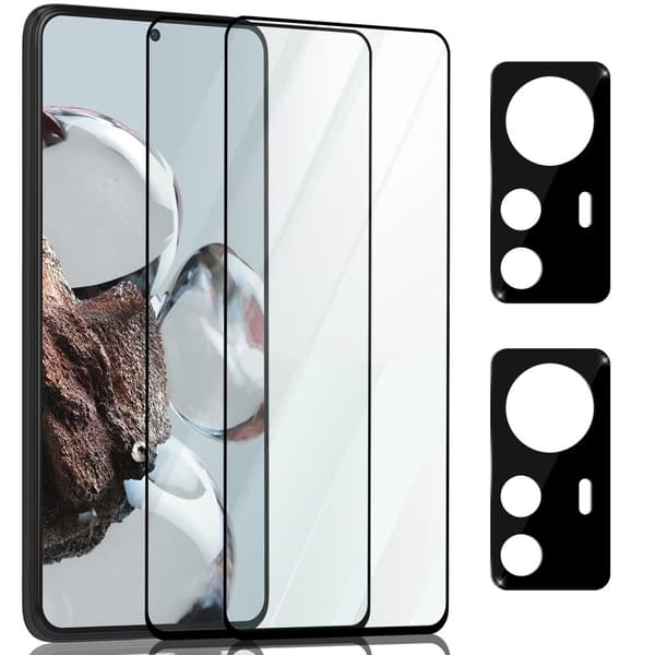 2-Pack Xiaomi 12T Skærmbeskyttelse & 2-Pack linsebeskyttelse - Hærdet Glas 9H - Super kvalitet 3D