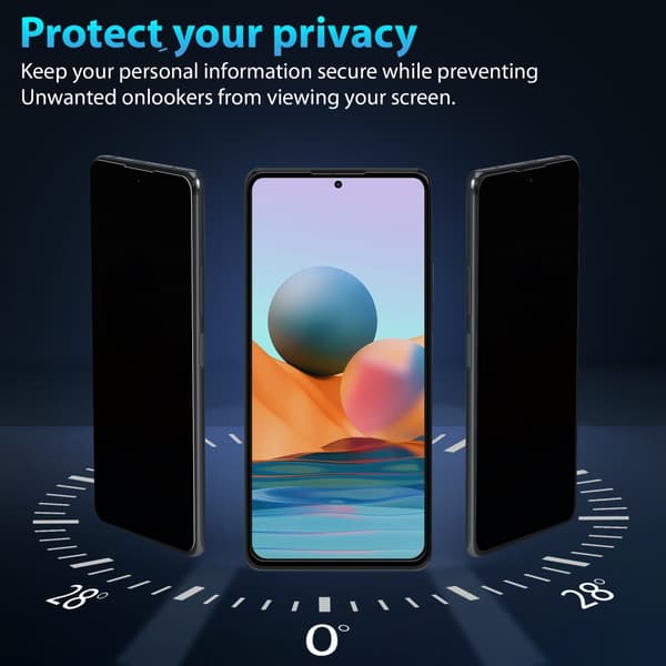 2-Pack Xiaomi Redmi Note 10 Pro Privacy Skærmbeskyttelse - Hærdet Glas 9H - Super kvalitet 3D