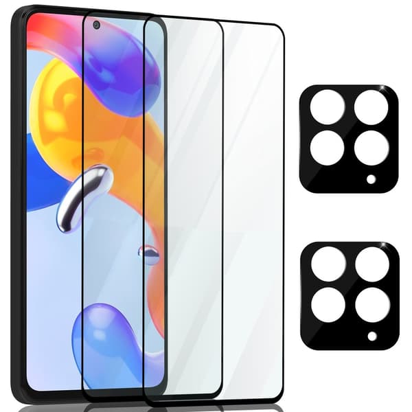 2-Pack Xiaomi Redmi Note 11 Pro Skärmskydd & 2-Pack linsskydd - Härdat Glas 9H - Super kvalitet 3D