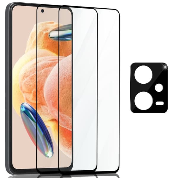 2-Pack Xiaomi Redmi Note 12 Skärmskydd & 1-Pack linsskydd - Härdat Glas 9H - Super kvalitet 3D