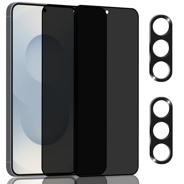 2-Pack Samsung S25 Plus Privacy Skærmbeskyttelse & 2-Pack linsebeskyttelse - Hærdet Glas 9H - Super kvalitet 3D
