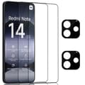 Miniatyrbild 1 av 7: 2-Pack Xiaomi Redmi Note 14 Skärmskydd & 2-Pack linsskydd - Härdat Glas 9H - Super kvalitet 3D