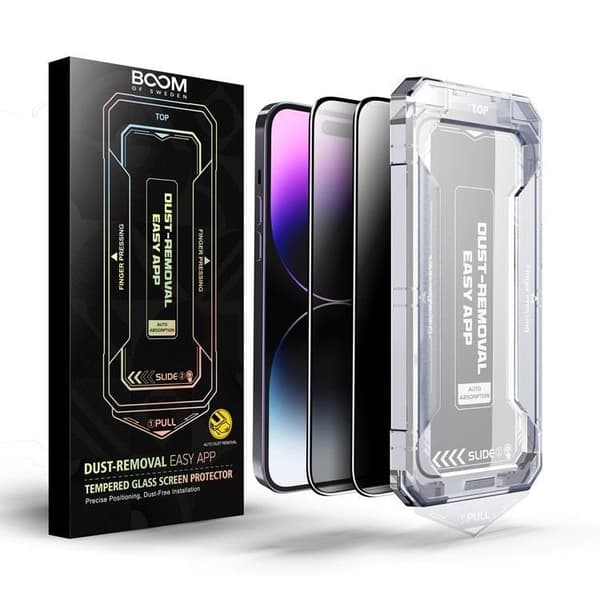 BOOM iPhone 14 Pro Max Privacy Härdat Glas Skärmskydd 2st