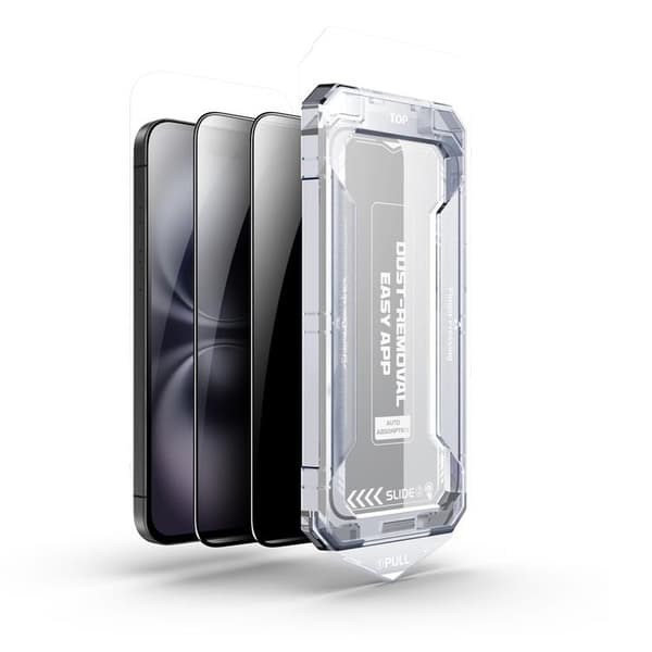 BOOM iPhone 16 Plus Privacy Härdat Glas Skärmskydd 2st