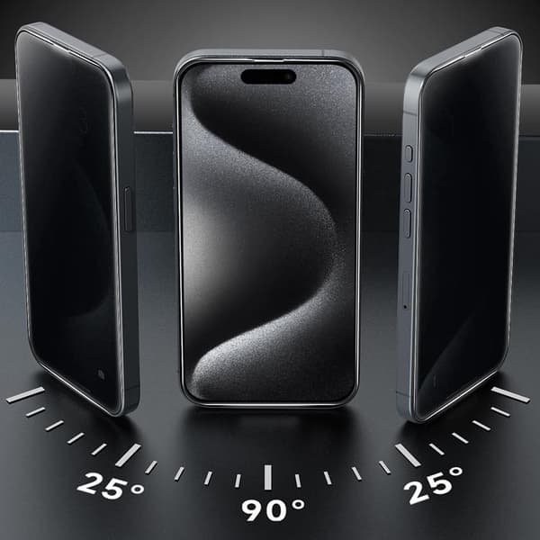 BOOM iPhone 15 Pro Max Privacy Härdat Glas Skärmskydd 2st