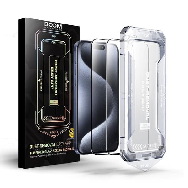 BOOM iPhone 15 Pro Härdat Glas Skärmskydd - 2 Pack