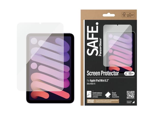 SAFE. by PanzerGlass - Skjermbeskyttelse for nettbrett, stylus / digital penn - ultrabred passform - glass - 8.3" - for Apple iPad mini (1. generasjo