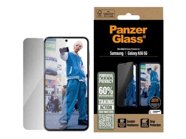 PanzerGlass PGRPUWFG38380, Samsung, Samsung - Galaxy A56 5G, Tørr påføring, Ripebestandig, Sjokkresistent, Gjennomsiktig, 1 stykker