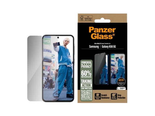 PanzerGlass PGRPUWFG38380, Samsung, Samsung - Galaxy A56 5G, Tørr påføring, Ripebestandig, Sjokkresistent, Gjennomsiktig, 1 stykker