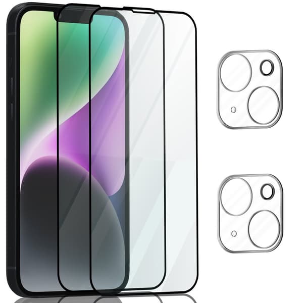 2-Pack Iphone 14 Skärmskydd & 2-Pack linsskydd - Härdat Glas 9H - Super kvalitet 3D