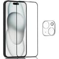 Pikkukuva 2 / 7: 1-Pack Iphone 15 Plus Näytönsuoja & 1-Pack linssinsuoja - Karkaistu Lasi 9H - Super laatu 3D