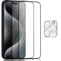 Miniatyrbillede 1 af 7: 2-Pack ‏‏Iphone 15 Pro Skærmbeskyttelse & 1-Pack linsebeskyttelse - Hærdet Glas 9H - Super kvalitet 3D