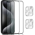 Miniatyrbild 1 av 7: 2-Pack ‏‏Iphone 15 Pro Skärmskydd & 2-Pack linsskydd - Härdat Glas 9H - Super kvalitet 3D