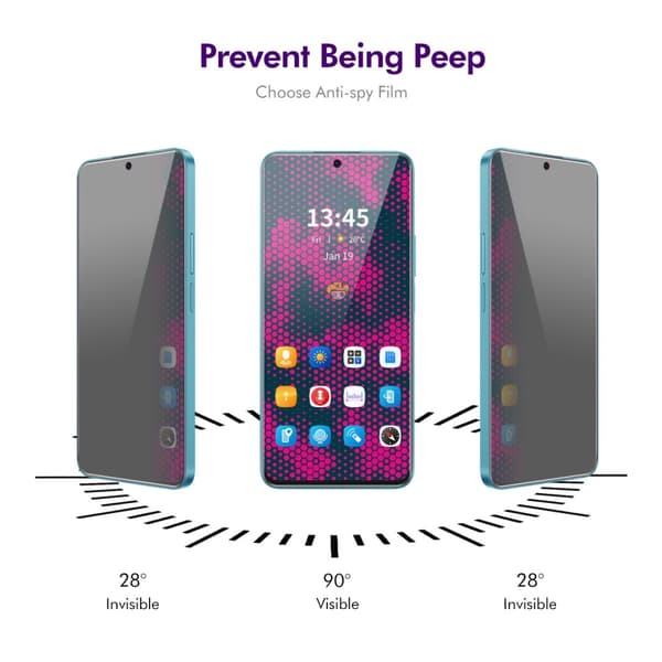 Til Samsung Galaxy A36 A56 Privacy Anti-Spy Privacy Fuld dækning hærdet glas