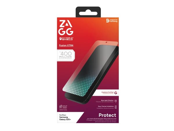 InvisibleShield Fusion XTR4, Samsung, Galaxy S25, antibakteerinen, sinisen valon suojaus, iskunkestävä, naarmuuntumaton, iskunkestävä, läpinäkyvä, 1