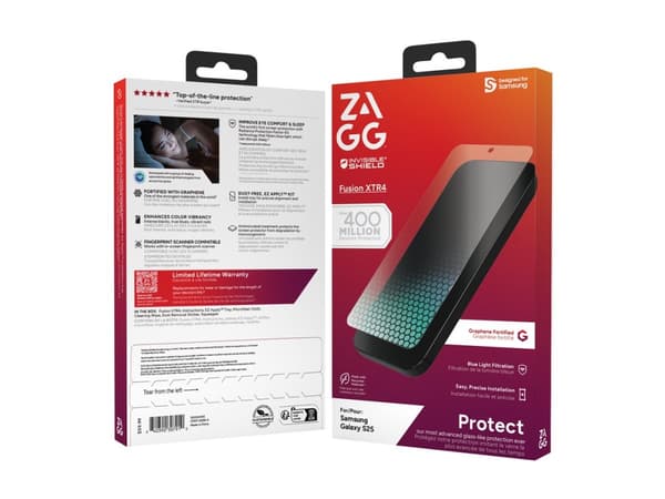 InvisibleShield Fusion XTR4, Samsung, Galaxy S25, antibakteerinen, sinisen valon suojaus, iskunkestävä, naarmuuntumaton, iskunkestävä, läpinäkyvä, 1