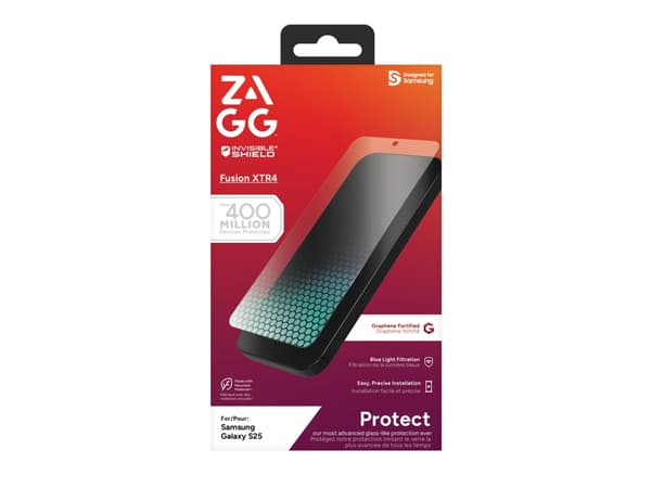 InvisibleShield Fusion XTR4, Samsung, Galaxy S25, antibakteerinen, sinisen valon suojaus, iskunkestävä, naarmuuntumaton, iskunkestävä, läpinäkyvä, 1