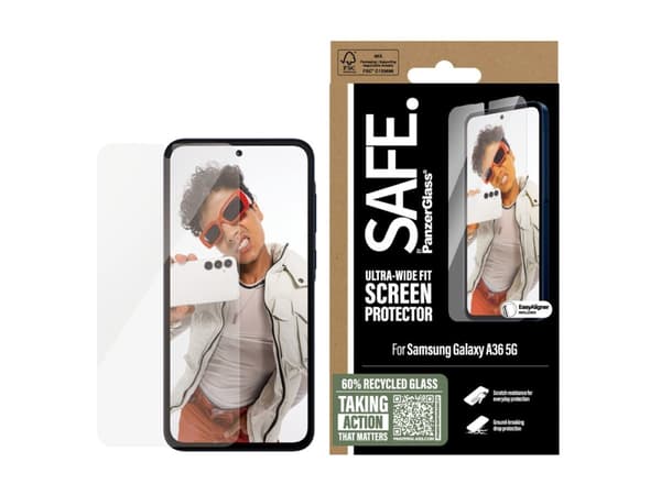SAFE. by PanzerGlass - Skjermbeskyttelse for mobiltelefon - ultravid passform m. EasyAligner - glass - for Samsung Galaxy A36