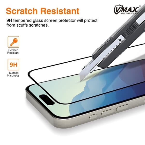 Vmax iPhone 14 Härdat Glas Skärmskydd 9D - Svart