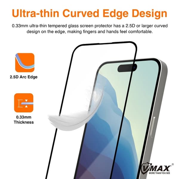 Vmax iPhone 14 Härdat Glas Skärmskydd 9D - Svart
