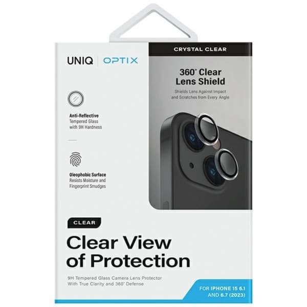 UNIQ iPhone 15/15 Plus Kameralinsskydd Härdat Glas Optix