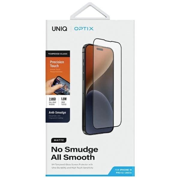 UNIQ iPhone 15 Pro Härdat Glas Skärmskydd Optix Matte frosted