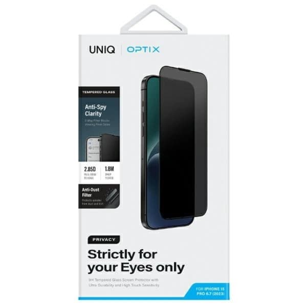 UNIQ iPhone 15 Plus/14 Pro Max Härdat Glas Skärmskydd Optix Privacy