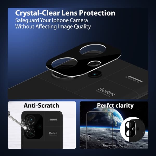 1-Pack Xiaomi Redmi Note 13 Pro Plus Skærmbeskyttelse & 1-Pack linsebeskyttelse - Hærdet Glas 9H - Super kvalitet 3D