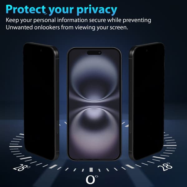 1-Pack Iphone 16 Privacy Skærmbeskyttelse - Hærdet Glas 9H - Super kvalitet 3D