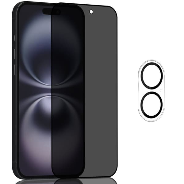 1-Pack Iphone 16 Privacy Skärmskydd & 1-Pack linsskydd - Härdat Glas 9H - Super kvalitet 3D