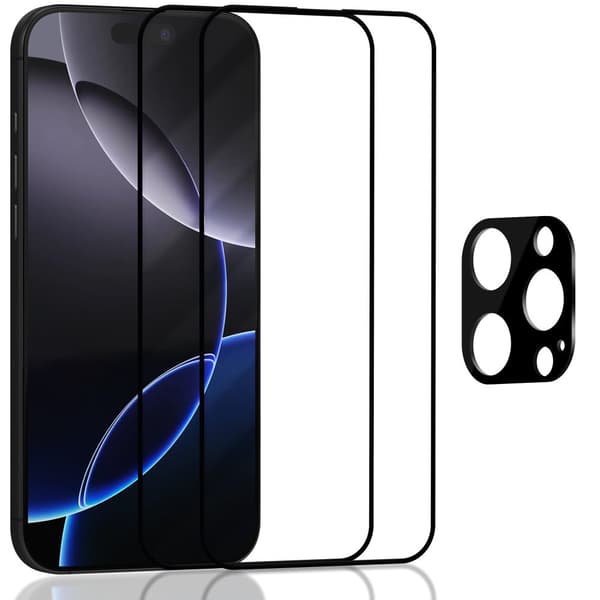 2-Pack Iphone 16 Pro Skærmbeskyttelse & 1-Pack linsebeskyttelse - Hærdet Glas 9H - Super kvalitet 3D