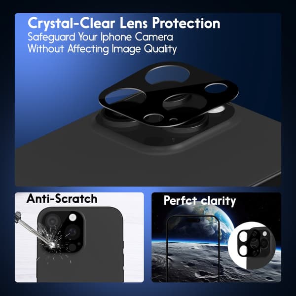 2-Pack Iphone 16 Pro Skärmskydd & 2-Pack linsskydd - Härdat Glas 9H - Super kvalitet 3D