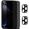 Miniatyrbild 1 av 6: 2-Pack Iphone 16 Pro Max Privacy Skärmskydd & 2-Pack linsskydd - Härdat Glas 9H - Super kvalitet 3D