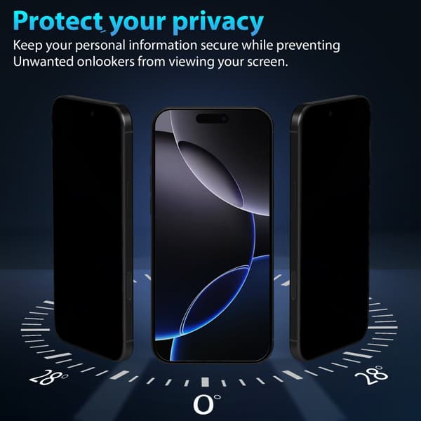 2-Pack Iphone 16 Pro Privacy Skærmbeskyttelse - Hærdet Glas 9H - Super kvalitet 3D