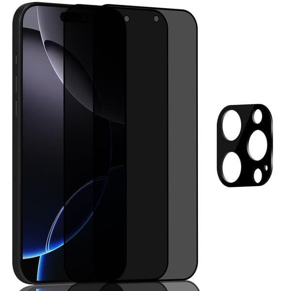 2-Pack Iphone 16 Pro Privacy Skärmskydd & 1-Pack linsskydd - Härdat Glas 9H - Super kvalitet 3D