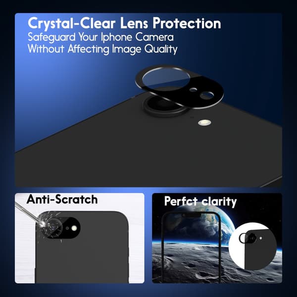 1-Pack Iphone 16E Skärmskydd & 1-Pack linsskydd - Härdat Glas 9H - Super kvalitet 3D