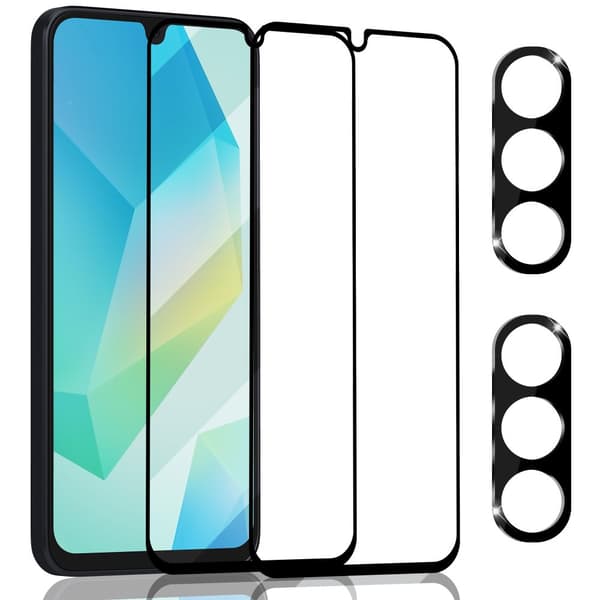 2-Pack Samsung F16 Skærmbeskyttelse & 2-Pack linsebeskyttelse - Hærdet Glas 9H - Super kvalitet 3D