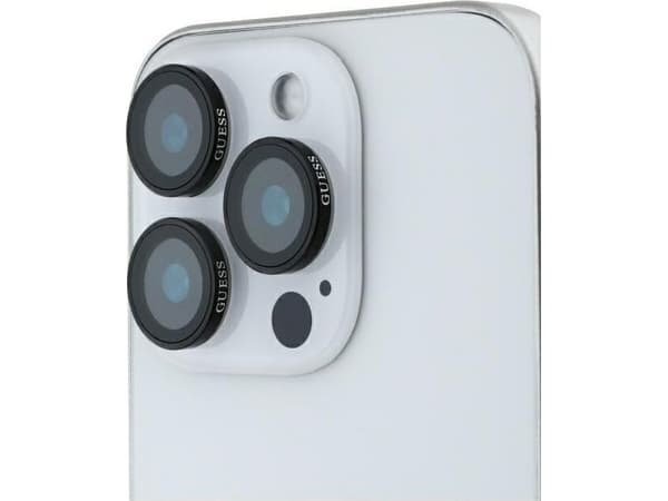 Guess GUCL163SAGK iPhone 16 Pro / 16 Pro Max Linsskydd Metall svart/svart - kameralinsglas