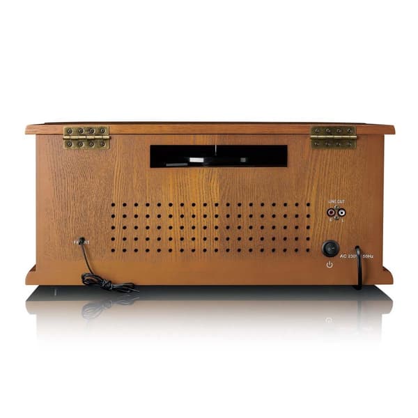Lenco Retro-pladespiller i træ med Bluetooth® AM/FM-radio, USB-kodning, cd-afspiller, kassetteafspiller og indbyggede højttalere