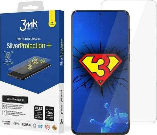 3MK SilverProtection + apsauginė plėvelė Samsung, Galaxy S21 Plus, folija, skaidri, ekrano apsauga
