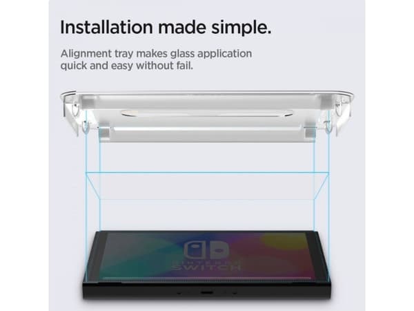 Spigen Glas.tR EZ Fit, Nintendo Switch, Suojapakkaus, Läpinäkyvä, Laatikko, 91,4 mm, 0,254 mm