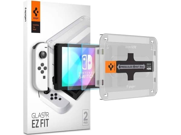 Spigen Glas.tR EZ Fit, Nintendo Switch, Suojapakkaus, Läpinäkyvä, Laatikko, 91,4 mm, 0,254 mm
