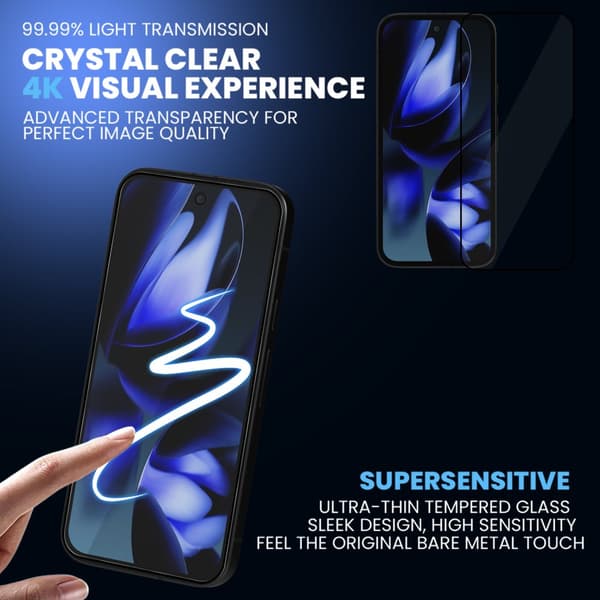 2-Pack Google Pixel 9a Skærmbeskyttelse & 1-Pack linsebeskyttelse - Hærdet Glas 9H - Super kvalitet 3D
