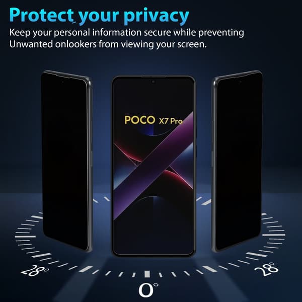 1-Pack Xiaomi Poco X7 Pro Privacy Näytönsuoja - Karkaistu Lasi 9H - Super laatu 3D