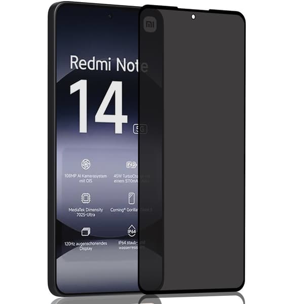 1-Pack Xiaomi Redmi Note 14 Privacy Skærmbeskyttelse - Hærdet Glas 9H - Super kvalitet 3D