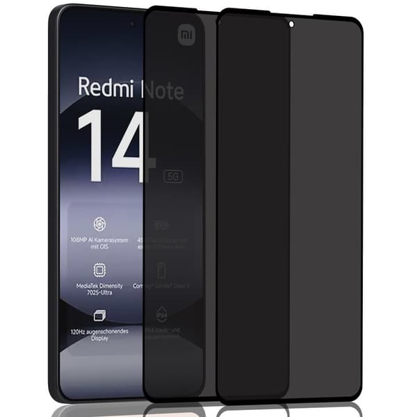 2-Pack Xiaomi Redmi Note 14 Privacy Skärmskydd - Härdat Glas 9H - Super kvalitet 3D