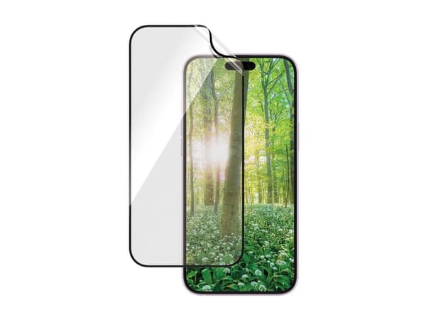 PanzerGlass - Skjermbeskyttelse for mobiltelefon - ultrabred passform - film - rammefarge svart - for Apple iPhone 15 Plus, 16 Plus