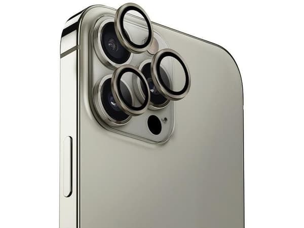 UNIQ Optix Aluminium kameralinsebeskytter iPhone 16 Pro 6.3" / 16 Pro Max 6.9" titangrå kameralinseglass med applikator