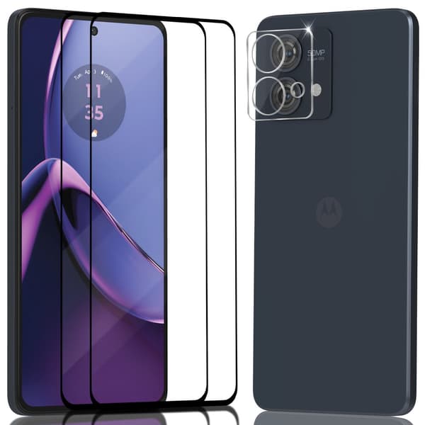 2-Pack Motorola G84 Skärmskydd & 1-Pack linsskydd - Härdat Glas 9H - Super kvalitet 3D